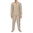 thumbnail image 3 of Fotbe Watercolor Wildflowers Pijama de Hombre con Estampado de Manga Larga, Conjunto de 2 Piezas, Ropa de Dormir Suave y Cómoda con Bolsillos-Large, 3 of 7