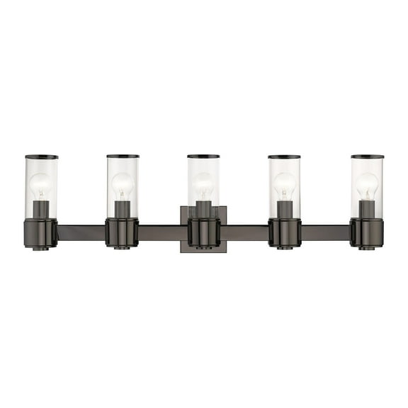 Quincy 5 - Light Black Chrome Black Contemporary / Industrial / Minimalist Incandescent Steel Wall Sconce