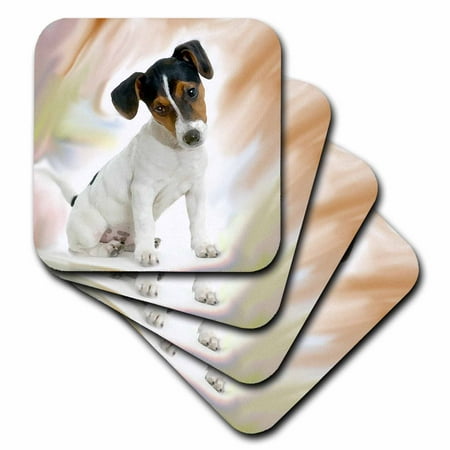 Jack Russell Terrier Coaster - 3dRose Jack Russell Terrier, Soft Coasters, set of 4