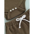 thumbnail image 6 of Franhais Baby Shorts Set Solid Color Sleeveless Button Jumpsuit Shorts Sling Waffle Clothes Set, 6 of 8