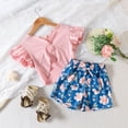 thumbnail image 2 of Coerni Toddler Baby Girl Clothes Short Sleeve T Shirt Top Shorts Set Summer Outfits Cute Baby Clothes Girl 0 to 24 Months, 2 of 8