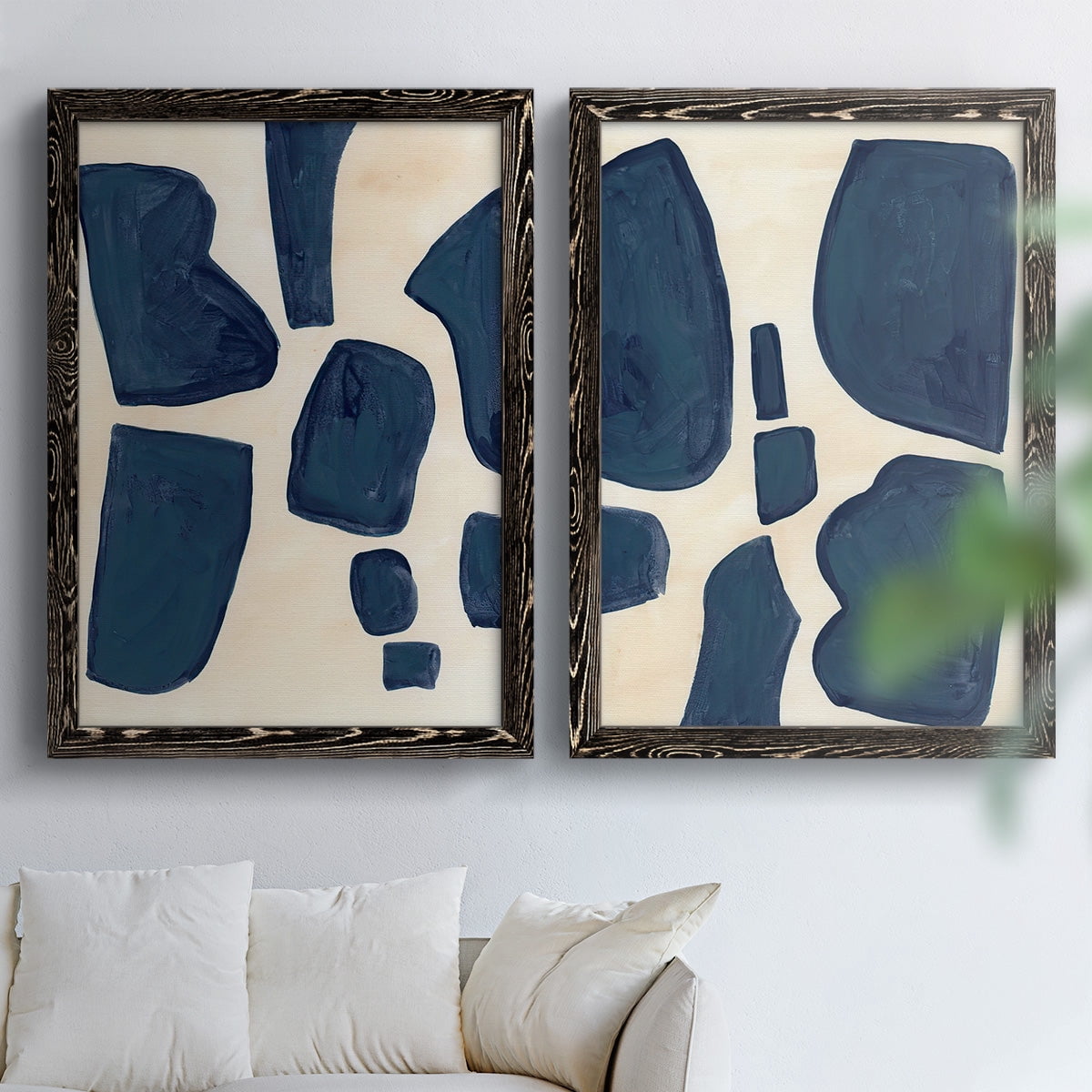 Blue Pieces I - Premium Framed Canvas 2 Piece Set - Ready to Hang