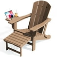 thumbnail image 4 of KINGYES Folding Adirondack Chair set of 2, Adjustable Backrest with Pull-Out Footrest & 4-in-1 Mobile Phone, Tablet, Cup Holder Tray, HDPE Plastic Adirondack Chair for Patio Garden Outdoors Fire Pit, 4 of 10