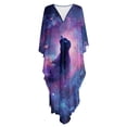 thumbnail image 5 of SEANATIVE Women's Caftan Beach Cover Up Kaftan Dress Plus Size Kaftan Loungewear Maxi Dress Lightweight Flowey Kaftan Swimsuit Coverup for Summer Beach Pool Party, Black Cat Galaxy Pattern Violet, 5 of 7