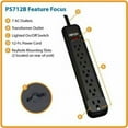 thumbnail image 3 of Tripp Lite 7-outlet Power Strip 12ft Cord 15a 5-15p (PS712B), 3 of 4