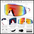 thumbnail image 5 of Oversized Mens Mirrored Shield Sunglasses Rimless Sport Wraparound UV400 / White Frame - Orange Mirror Lens, 5 of 7