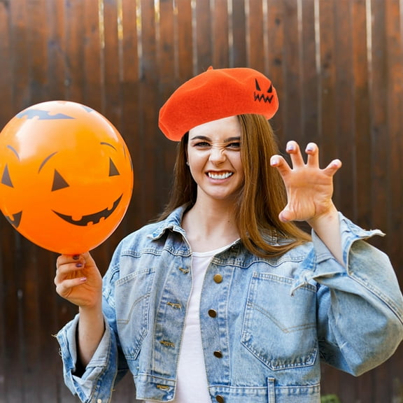 FONDOTIN Costume Item Beret Woolen Orange 1Pack