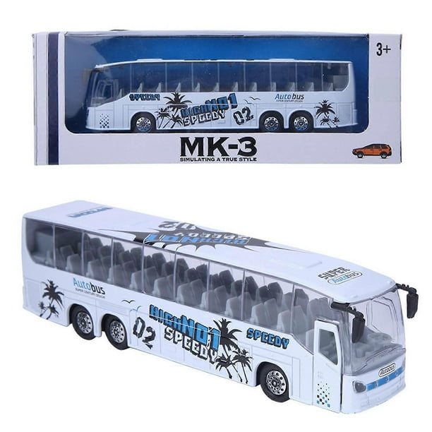 1:50 Simulation Transit Bus Model Toy Alloy Pull Back Bus Toy with Light and Music for Children(White )