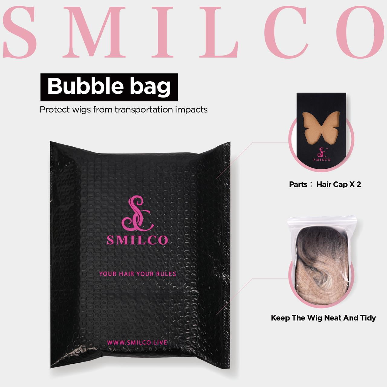 Smilco 18-Inch Classic Black Wig - Heat-Resistant Fiber, Undetectable Wear & Timeless Elegance for Versatile Styling