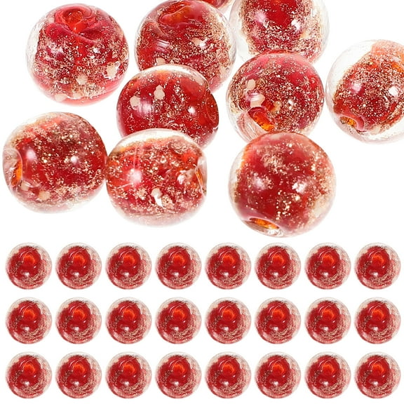 ORDDIART Glass Beads for Jewelry Making Red Round 60Pcs 1X1in