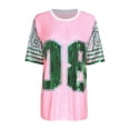 thumbnail image 3 of iixpin Women's Number Name Sequin Dress Shirt Short Sleeve Oversized T-Shirt Sweatshirt Pink One Size, 3 of 6