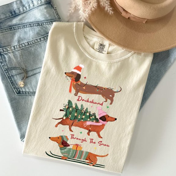 Dachshund Through The Snow Shirt, Merry Christmas Dachshund Dog, Retro Christmas Shirt