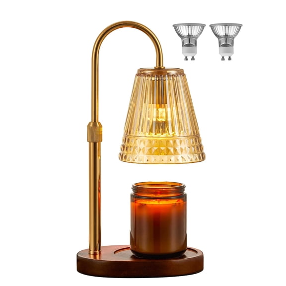 Candle Warmer Lamp with Timer, Dimmable Wax Melter for Jar Candles, Adjustable Height Champagne Gold Home Decor and Gift