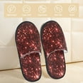 thumbnail image 2 of Bixox Men's Women's Red Glitter Texture Patterned Plush House Slippers, Memory Foam Slippers, Indoor and Outdoor Warm Plush Bedroom Shoes, Soft Flat Sole, Comfortable and Non-slip, 2 of 5