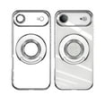 thumbnail image 2 of Compatible with iPhone Air Case with Rotating Magnetic Ring Stand, [Compatible with MagSafe] [Full Camera Lens Protector] Plating Clear Slim Phone Case for iPhone Air, Silver, 2 of 7