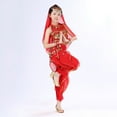 thumbnail image 4 of Red Girls Belly Dance Outfit - Middle Eastern Style 5-13 Years 100% Polyester with Coin Embellishments & Flowy Harem Pants, Complete Performance Set,Size 11-13 T, 4 of 7
