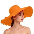 thumbnail image 2 of CheerKidz Women's Wide Brim Foldable Sun Hat with Bow Detail Color-Block Beach Bucket Hat Fashionable Outdoor UV Protection Cap (Orange,Free Size)., 2 of 8
