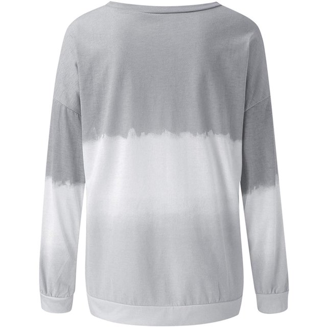Gradient Ramp Lady Hoody,Western Style Dye Printing Hoody Fall and Winter Keep Warm Gradient Ramp Long Sleeve Round Collar TShirt Hoody