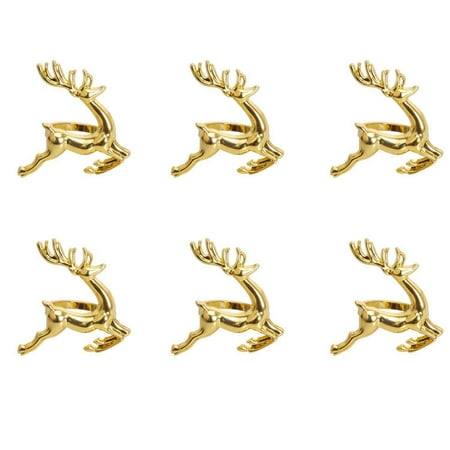 

Napkin Rings 6Pcs Gold Elk Napkin Rings for Place Settings Wedding Receptions Christmas Thanksgiving and Home Kitchen