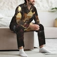 thumbnail image 7 of Salouo Romantic Flower Lion Couple Print Button-Front Long Sleeve Pajama Set for Men, Soft 2Pjs Men's Long Sleeve Sleepwear-X-Large, 7 of 7