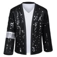 thumbnail image 6 of Pop Super Star Costume 5pcs Set, 80s Retro Black Sequin Jacket Trousers Hat Glove, Stage Outfit Halloween, 6 of 6
