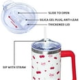 thumbnail image 6 of 30 Oz Insulated Stainless Steel Tumbler with Handle & Straw Lid - Leak Proof Travel Mug, Water Bottle, Coffee Cup - Red Cherry Print Design - Gift Ready Box for Women, 6 of 6
