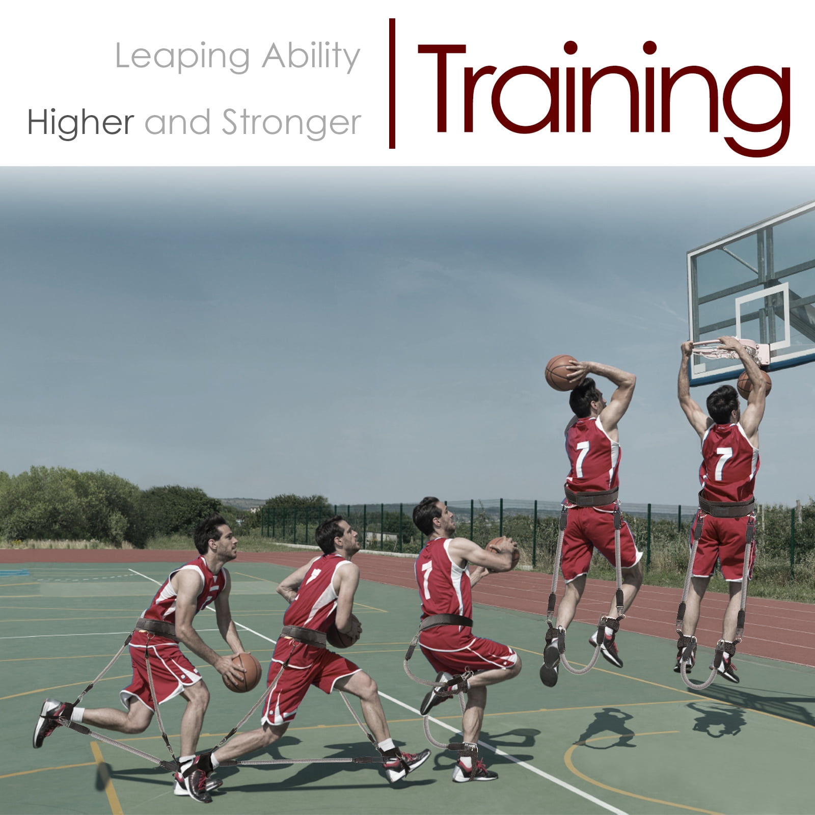 Ueasy Vertical Jump Trainer with Resistance Bands, Ankle Straps & Waist Belt - for Boxing, Basketball, Football Training (60LB-150LB Options)