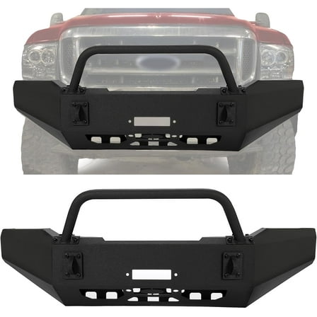 KOJEM Front Bumper Compatible with 1999-2004 Ford F250 F350 Super Duty W/Bull Bar Steel Powder Coated Black