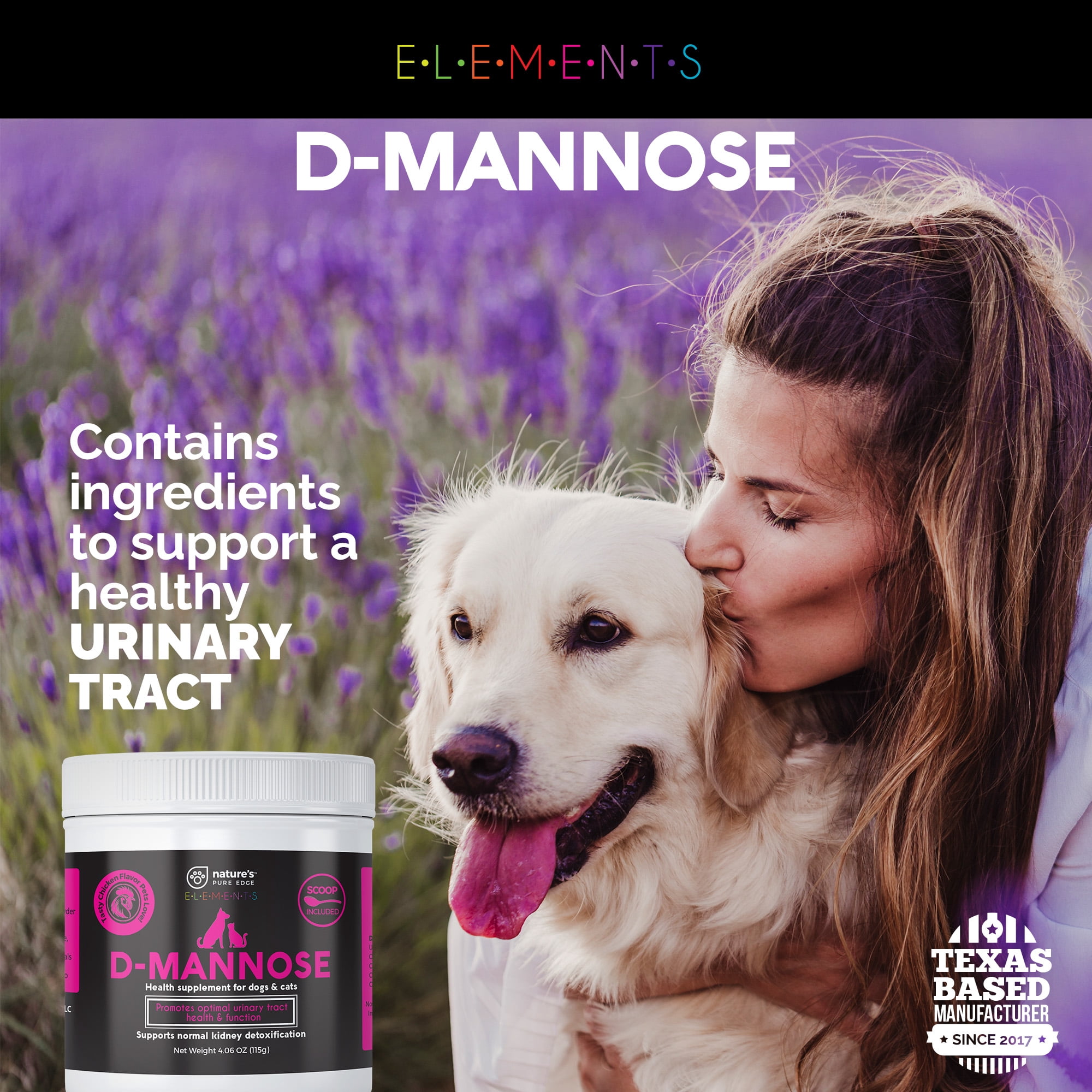 Nature's Pure Edge D-Mannose Powder for Pet UTI, Bladder & Tract Health, 115g Powder