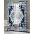 thumbnail image 4 of Vintage Ethnic Sheer Curtains for Living Room Bedroom Boho Tribes Modern Blue Middle Century Sheer Curtains 108 Inch Long 2 Panels Set Light Filtering Curtain Window Treatments Drapes for Dining Room, 4 of 6