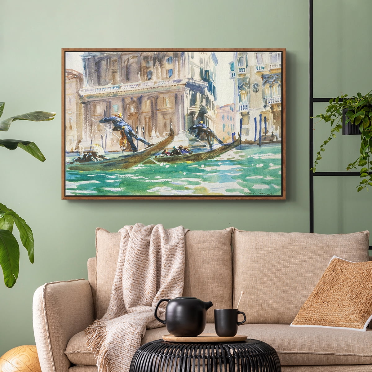 Vintage Landscape-CXLIV By Wexford Home Framed in Walnut Wood Gallery Wrapped Canvas 27 in. x 41 in.