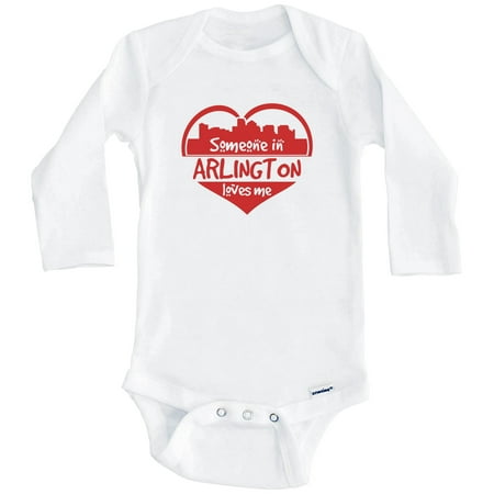 

Someone in Arlington Loves Me Arlington Virginia Skyline Heart One Piece Baby Bodysuit (Long Sleeve) 0-3 Months White