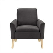 Dazone Modern Accent Chair Single Sofa Comfy Upholstered Arm Chair Living Room Furniture(Black)