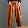 thumbnail image 4 of ZyeKqe Cotton Linen Pants for Women Summer Casual Wide Leg Capri Pants Comfy Cropped Palazzo Pants with Pockets, 4 of 4