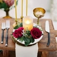 thumbnail image 5 of Nkmbld Hanging Flower Garland Rose Candle Wreath Artificial Silk Flower Ring Leaf Candle Wreath Wedding Valentine Day Party Table Candlestick Decorations, 5 of 6