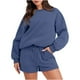 thumbnail image 2 of Puntoco Mujeres Moda Cuello Redondo Blusa Manga Larga Tops Sudadera Pantalones Cortos Traje Casual Conjuntos Liquidación Puntoco Puntoco-23, 2 of 7