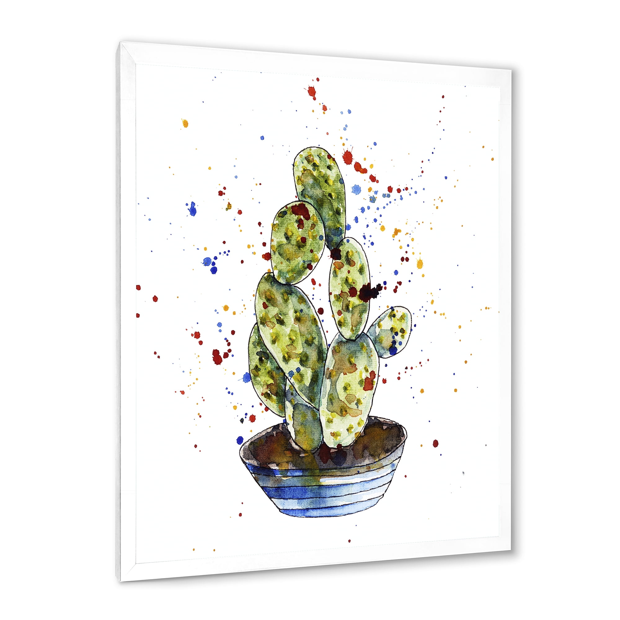 Designart 'Abstract Cactus Houseplant' Traditional Framed Art Print