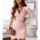 thumbnail image 1 of Vestido Ajustado Con Cuello En V, Vestido Casual De Mujer Con Botones Fáciles De Combinar De Manga Larga Acanalada De Punto Para Fechas Festivas ANGGREK  Otros, 1 of 7