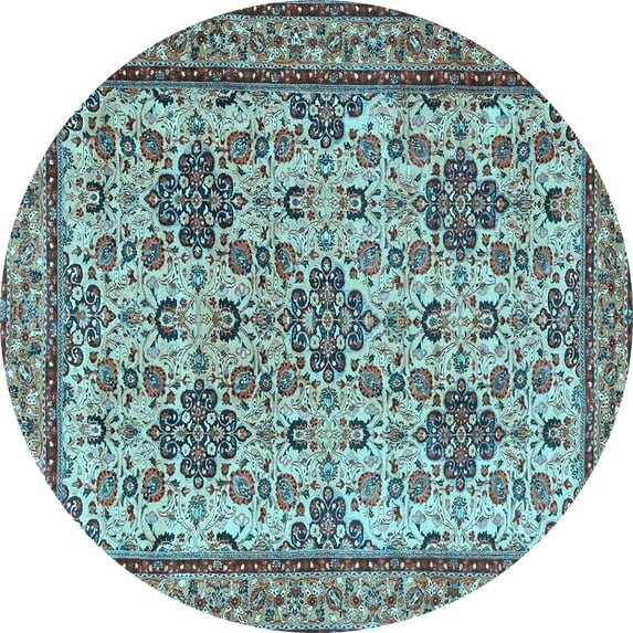 Ahgly Company Indoor Round Persian Light Blue Traditional Area Rugs, 8' Round