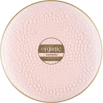 Disposable 10" Organic Hammered Collection Pink with Gold RIM Plastic Diner/Meal Plates for Elegant parties, Weddings & All occasions.: 60CT