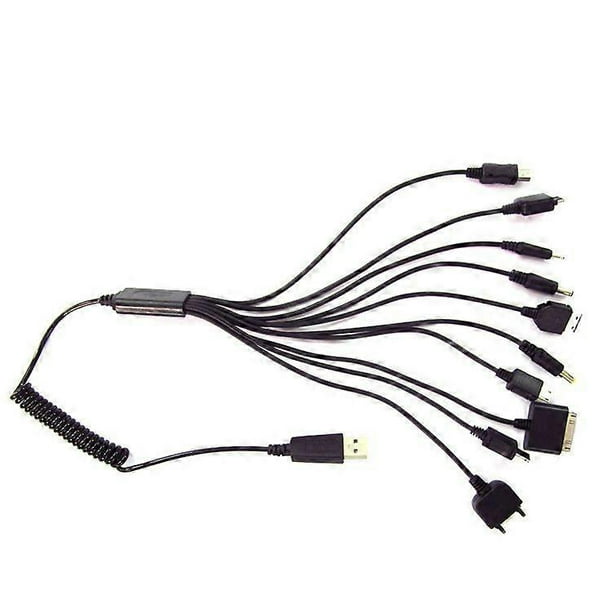 Multifunctional 10-in-1 Charging Cable Extended Spring Cord Retractable, 10-in-1 Data Cable