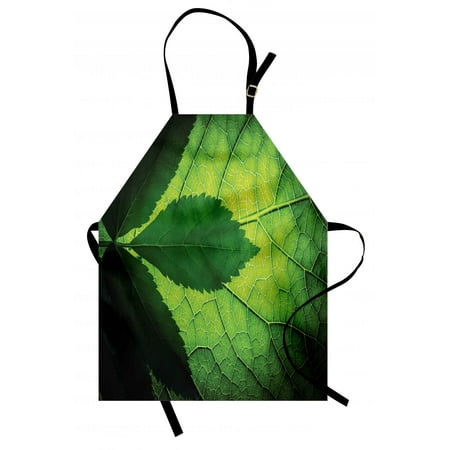 Amazon Green Tea Green Apron Nature Forest Big Amazon Brazilian Tree Leaf with Vein and Sunbeams Image, Unisex Kitchen Bib Apron with Adjustable Neck for Cooking Baking Gardening, Olive and Dark Green, by Ambesonne ()