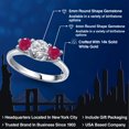 thumbnail image 2 of Gem Stone King 14K White Gold White Lab Grown Diamond & Red Ruby 3-Stone Engagement Ring | 1.20 Cttw | Round 5MM and 4MM | Three Stone Wedding Anniversary Promise Ring for Women (Size 5), 2 of 6