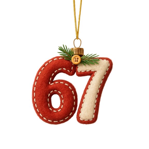 WKSCLPAI 67 Christmas Ornament Six Seven Ornaments Funny 67 Meme Teen Slang Hanging Ornaments for Xmas Tree & Gift, Gingerbread, Forest, Crystal, Porcelain Wide Variety of Themes to Choose