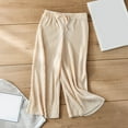 thumbnail image 2 of Jalioing Kids Wide Leg Trousers Ribbed Elastic Waist Loose Lounge Pants Lightweight Girls Summer Ankle Length Slacks, 2 of 3