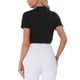 thumbnail image 3 of INSPIRAR CHIC Blusa de cuerpo con cuello alto y mangas cortas con botones para mujer XS Negra, 3 of 6