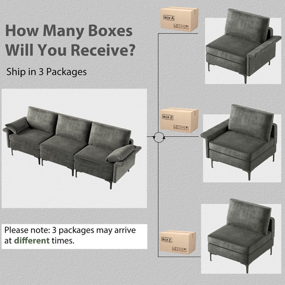 Finihen Sectional Sofa Couch, 3-Seat Sofa, Large 3-Seat Sofa Sectional with Metal Legs for 3-4 people, for Living Room, Bedroom, Gray Finihen Sectional Sofa Couch, 3-Seat Sofa, Large 3-Seat Sofa Sectional with Metal Legs for 3-4 people, for Living Room, Bedroom, Gray