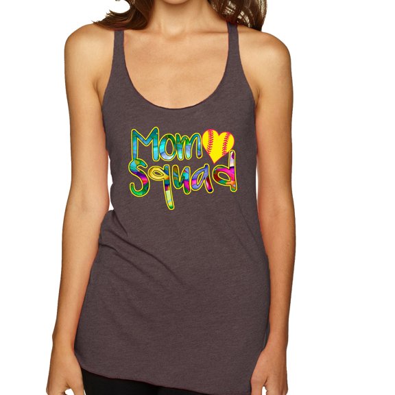 Wild Bobby, Colorful Tennis Mom Squad, Sports, Women Tri-Blend Racerback Tank Top, Brown, Small