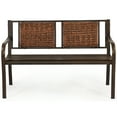 thumbnail image 4 of Patiojoy Patio Garden Bench Rattan Backrest Park Bench Heavy-Duty Metal Chair Seat, 4 of 6