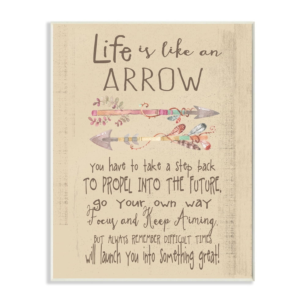 Stupell 'Life is Like an Arrow' Icon Inspirational Typography Wall Plaque Art - 10 x 15